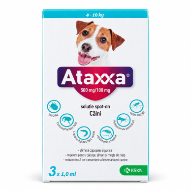 Ataxxa – Deparazitare externa pentru Câini 4–10 kg (3 x 1 ml, Krka Vet)